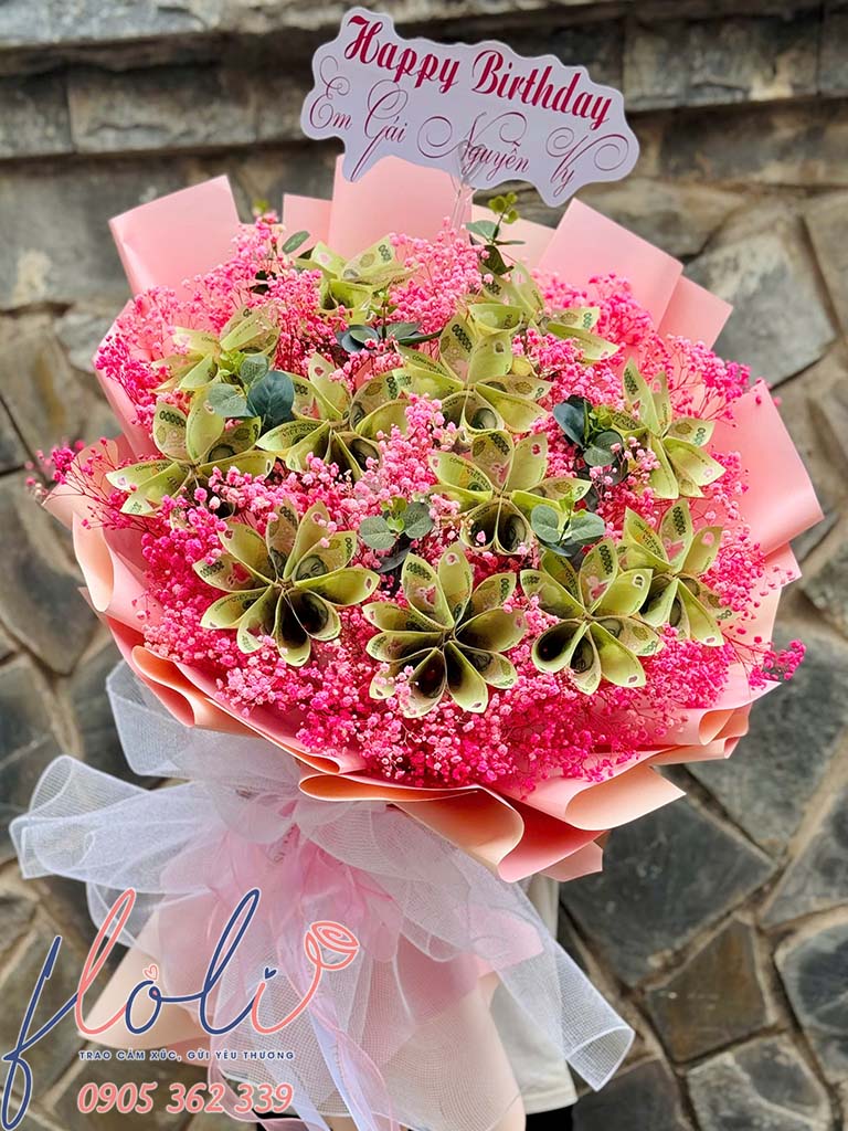 Bó hoa tiền quà tặng sinh nhật ở TPHCM FLoLi