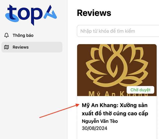 Danh sách Review của thành viên khi đăng ký