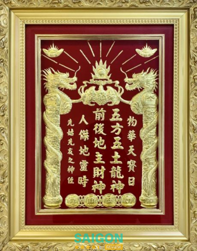 Đồ Đồng Mỹ Nghệ Đại Bái nổi bật với bài vị ông Táo ông Địa mạ vàng