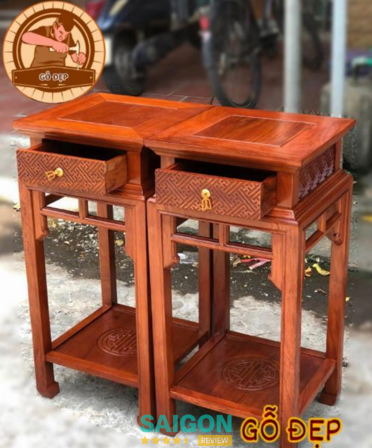 Kiến Trúc Gỗ Đẹp cung cấp đôn cao mặt vuông chữ nhật gỗ hương ở TPHCM