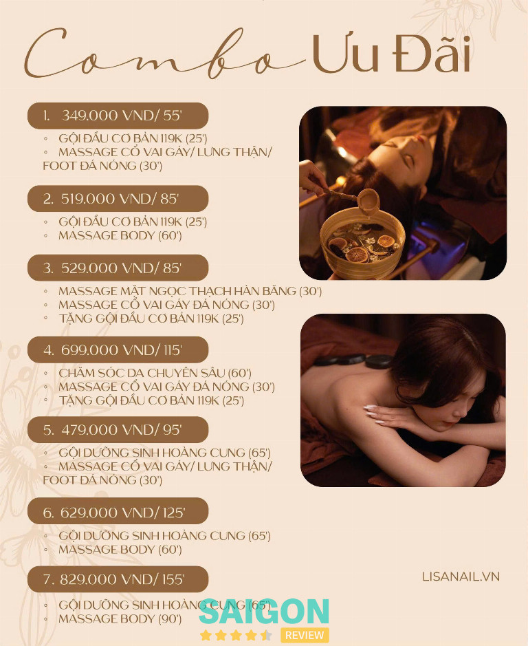 Bảng giá dịch vụ lisa nail & spa