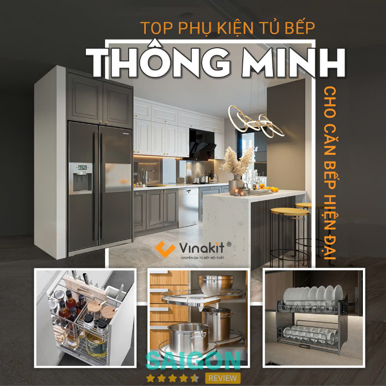 Kho phụ kiện tủ bếp đa dạng của Vinakit, bền đẹp và đảm bảo chính hãng 100%