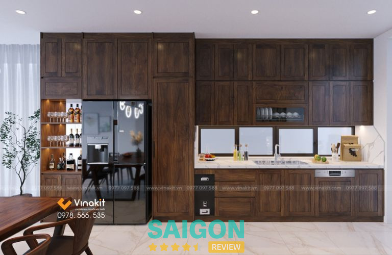 Vinakit thiết kế và thi công nội thất gỗ óc chó ở TPHCM