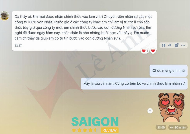 Khóa học hành chính nhân sự tại TPHCM – Review chi tiết Lê Ánh HR