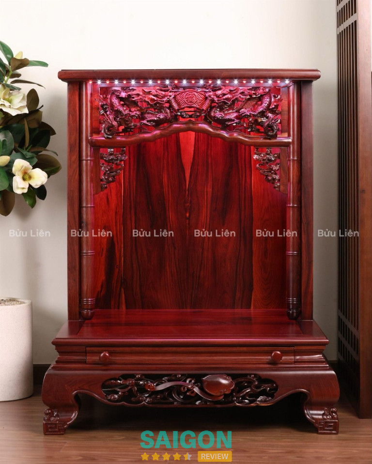 Tủ Thần Tài Thổ Địa Song Long - Gỗ Cẩm