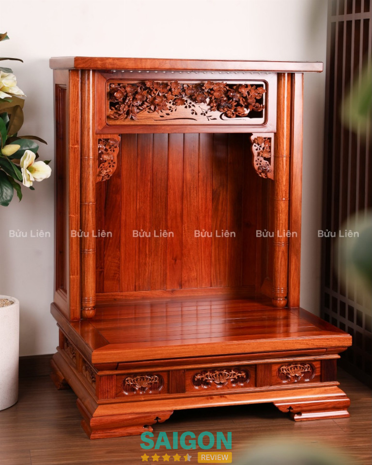 Tủ Thần Tài Thổ Địa Mai Đào - Gỗ Hương