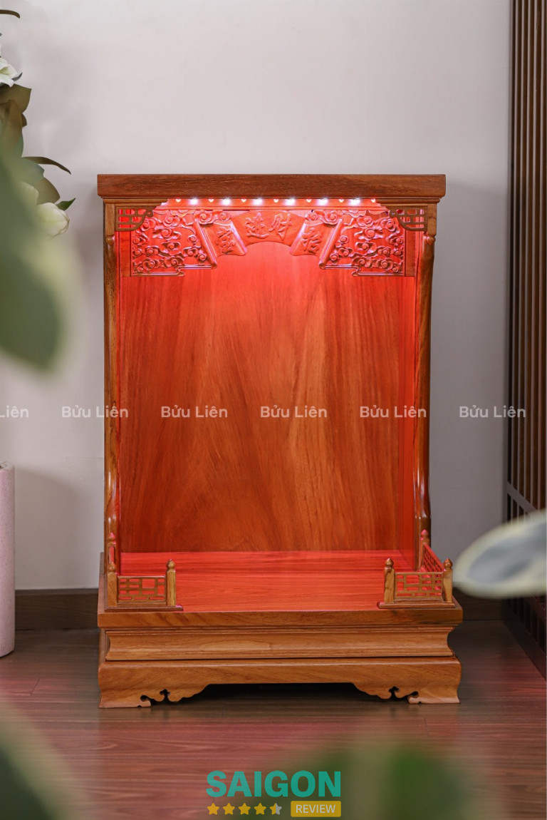 Tủ Thần Tài Thổ Địa Vân Mây - Gỗ Gõ Đỏ