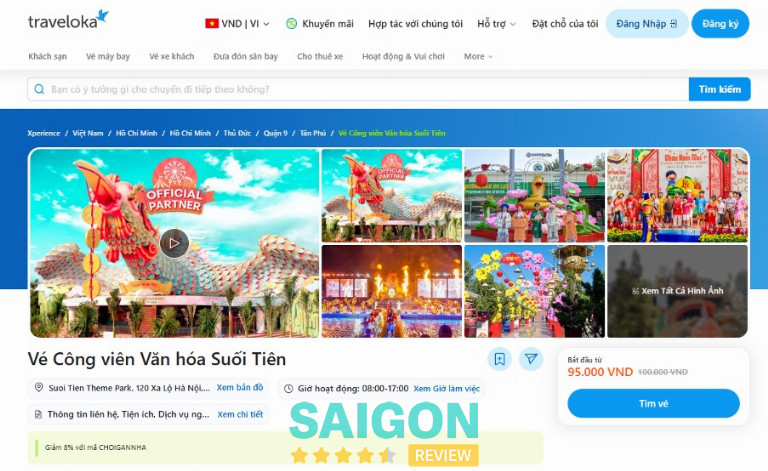 đặt vé suối tiên