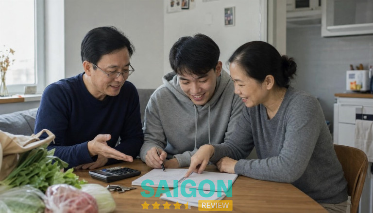 Phối hợp chi tiêu giữa cha mẹ và con giúp tránh chi trùng các khoản trong thời gian lưu lại.