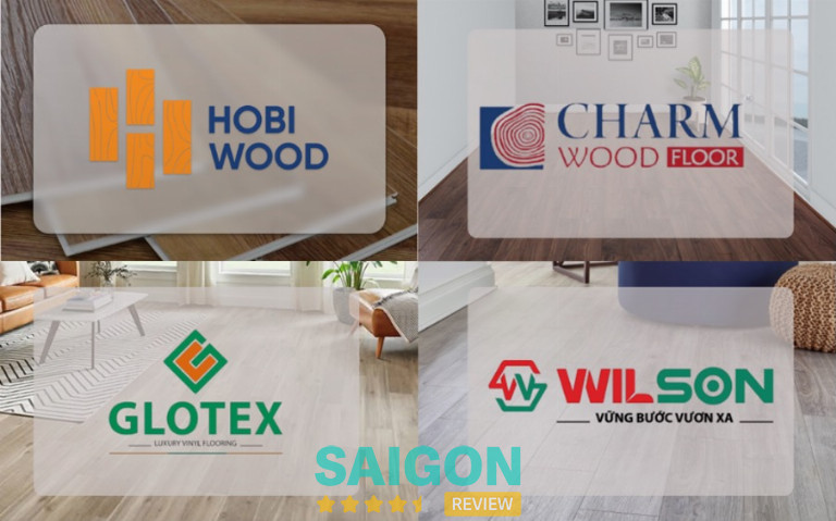 4 thương hiệu sàn nhựa Hobi phân phối gồm HobiWood, Charmwood, Glotex và Wilson